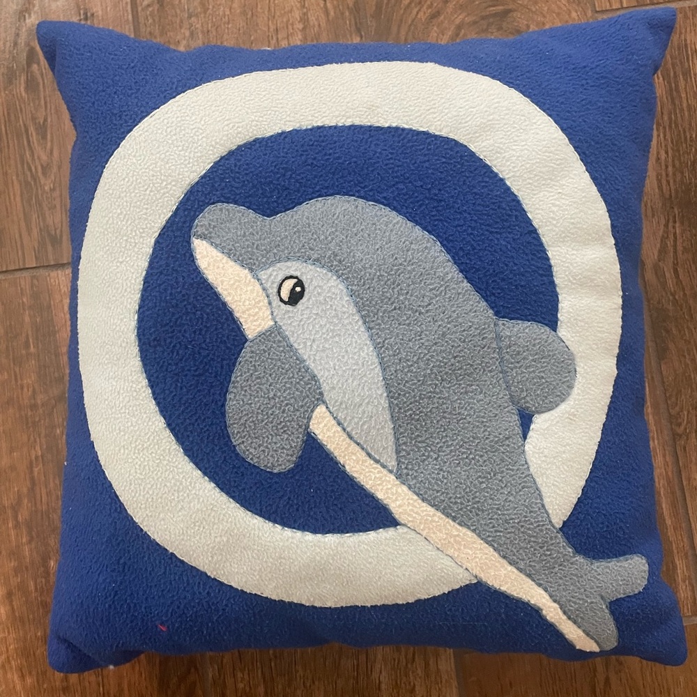 Blue Dolphin Throw Pillow